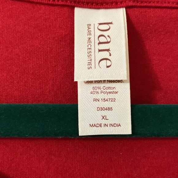 Red short sleeve nightgown with Bare Necessities gold logo on chest and sleeve - Picture 7 of 10